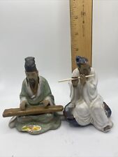 Pair Of Vintage Chinese Mudmen Musician Figurines picture