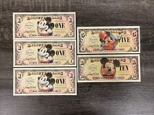 2008 Disney Mickey Mouse Uncirculated Sequential Lot of 3 + $5 & $10 Bills. picture