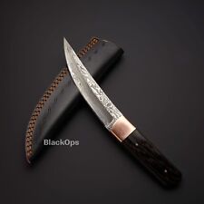 Tactical Damascus Steel Custom Hand Forged Japanese Style Samurai Tanto Knife picture