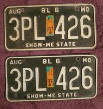 1997 Sticker MISSOURI LICENSE PLATE PAIR TRUCK 3PL 426 AUG Auto Ford Chevy Black picture