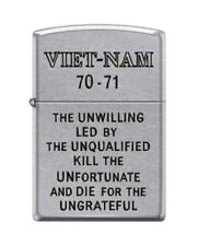 Zippo 0686, Vietnam 70-71, Unwilling-Unqualified-Ungrateful, Chrome Lighter picture
