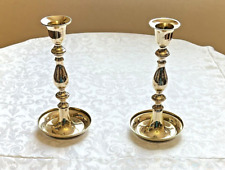 Vintage Brass Candlesticks Pair 7 inch Polished Shiny Beautiful picture
