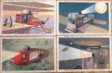 Fantasy Aviation 1912 French Chocolate Advertising Postcard Set Airship Airplane picture