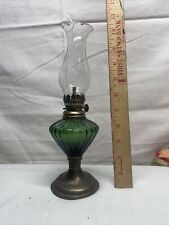 Vintage  Green Glass Lamp Oil Lamp Made In Hong Kong Mini Collectible picture