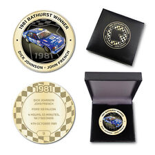 1981 BATHURST WINNER ANTIQUE GOLD MEDALLION IN BOX JOHNSON FRENCH FORD XD FALCON picture