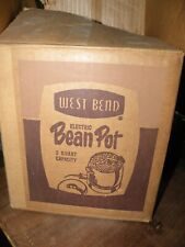 VTG West Bend Heat-Rite Brown Stoneware Bean Pot Soup Warmer 3292E CORD IN BOX picture