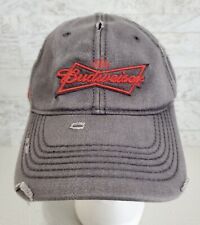 Budweiser  Est. 1876  Gray Red Embroidered Distressed Grunge Hat Cap Very Clean picture