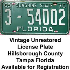 1969-70 Florida License Plate Hillsborough re-register avail Unrestored Original picture