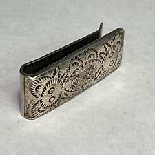 Hand Stamped Sterling Silver Money Clip Navajo ~1.75 Inches picture