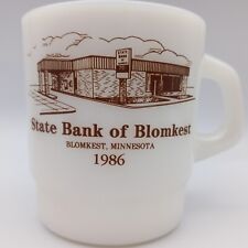 Vintage State Bank Of Blomkest MN Galaxy Milk Glass Coffee Cup Mug Advertising  picture