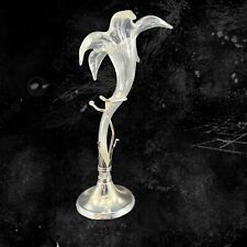 Vintage Oneida Silverplate Amaryllis Clear Flower Shaped Vase On Metal Base VTG picture