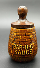 Vintage Bar B Q Barbecue Sauce Jar with Lid Attached Brush Grill Baster 5.5