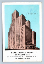 Henry Hudson Hotel New York City New York White Border Postcard Posted 1951 picture
