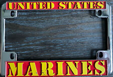 United States Marines License Plate Frame Red & Yellow - Chrome 5