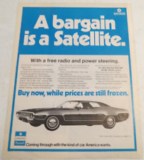 1971 Print Ad Chrysler Plymouth Satellite A Bargain with free radio power Steer picture