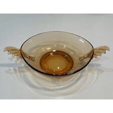 Vintage Fostoria Glass Amber Bowl CenterpieceBaroque Winged rooster Tail Handled picture