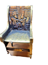 Heavy Brass Egypt Egyptian Pharaoh Tutankhamun Miniature Golden Throne Chair picture