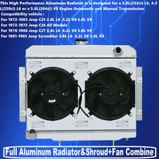 4Row Aluminum Radiator&Shroud Fan For 1972-1986 Jeep CJ5,CJ6,CJ7,Scrambler AT,MT picture