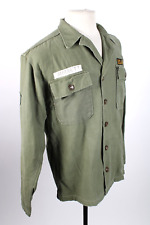 Vintage US ARMY OG-107 Sateen Fatigue Uniform Shirt USA Mens Medium picture