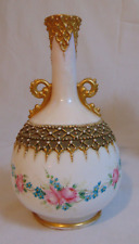 Antique PORCELAIN KTK Knowles Taylor Lotus Ware Porcelain Vase Pink Roses picture