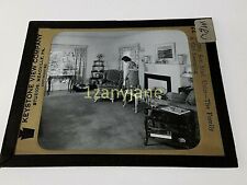 Glass Magic Lantern Slide MBW AMERICANA A GIRL SWEEPING FASHION STYLE HOME DECOR picture