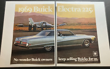 1969 Buick Electra 225 in Front of Airplane - Vintage Print Ad / Wall Art  CLEAN picture
