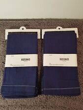 Hudson 43 Navy Blue 8 Pc 100% Cotton Dinner Napkin Set Made In INDIA picture