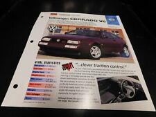 1992-1996 Volkswagen Corrado V6 Spec Sheet Brochure Photo Poster 93 94 95 picture