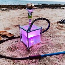 Hookah HOTBOX With Led Light Shisha Sheesha Silver Color Open Window Top picture