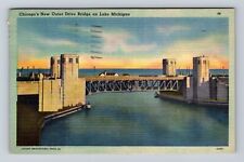 Chicago IL-Illinois, New Outer Drive Bridge, Antique, Vintage c1944 Postcard picture