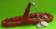 Antique Islamic Misbaha Rosary Red Bakelite Prayer 44 Beads 56 grams picture