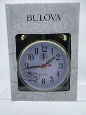 Bulova Brass Double Twin Bell Glow Keywind Travel Alarm Desk Nightstand Clock picture