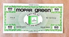 NOS 1965-1972 Mopar Green Prize Point Certificate Dealership Promotion 68 69 70  picture