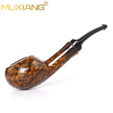 Briar Tobacco Pipe Smooth Tomato Pipe Black Cumberland Straight Stem Horn Ring picture