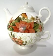 Marjolein Bastin Tea for One Red Finch & Poinsettia Tea Set Natures Journey 2009 picture