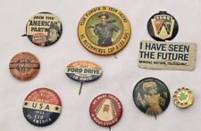 Antique Pinback Lot Of 10 ~ American Steel Worker NYWF Ford AMOCO Advertising  picture