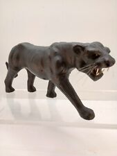Handcrafted Leather Mache Black Panther w/ Black Eyes made in India. 16