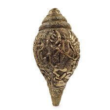 FCS Brass Idol Durga Shankh/Conch | Item Finish- Antique Glossy (AH-17) picture
