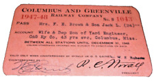 1947-1948 COLUMBUS & GREENVILLE RAILWAY EMPLOYEE PASS #1043 picture