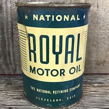 Rare Vintage National Royal Motor Oil Cleveland, Ohio Tin Can 1 Quart picture
