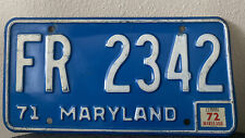 1971  /  1972 MARYLAND LICENSE PLATE  **  '71 MD  BASE  **  STICKERED FOR '72 picture