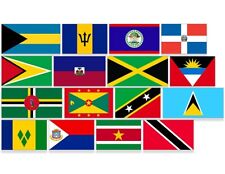 Sheet of 16: 2 inch tall All Caribbean Country Flag Stickers (islands decals) picture