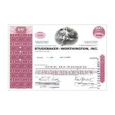 Studebaker-Worthington Stock Certificate // 100 Shares // Pink // 1960s-70s picture