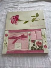 NOS Vintage Dundee Talisman Pink Green Floral Bath Towel 4 Piece Set NEW SEALED picture