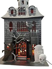 Haunted House Black Metal Spooky Tealight Scary Halloween Decor Large Lighted picture