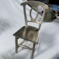 RARE VTG. SOLID STAINLESS STEEL TRESTLE BASE NAPOLEON BACK CHAIR FIGURINE. MINT picture