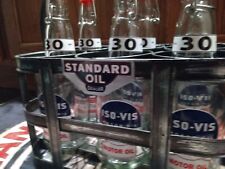 STANDARD OIL ISO-VIS MOTOR OIL  6 BOTTLES & CARRIER TOTE, CUSTOM ARTS & CRAFTS picture