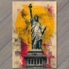 Postcard Statue of Liberty Artistic City Background New York USA United States picture