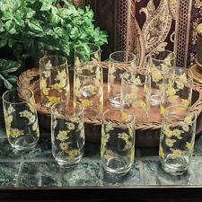 Set of 12 Boho Retro 70s Libbey Yellow White Daisy Flower Small Drinking Glasses picture
