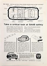 Saab Safety Diagram Front Wheel Drive Vintage 1963 Print Ad 8x11 picture
